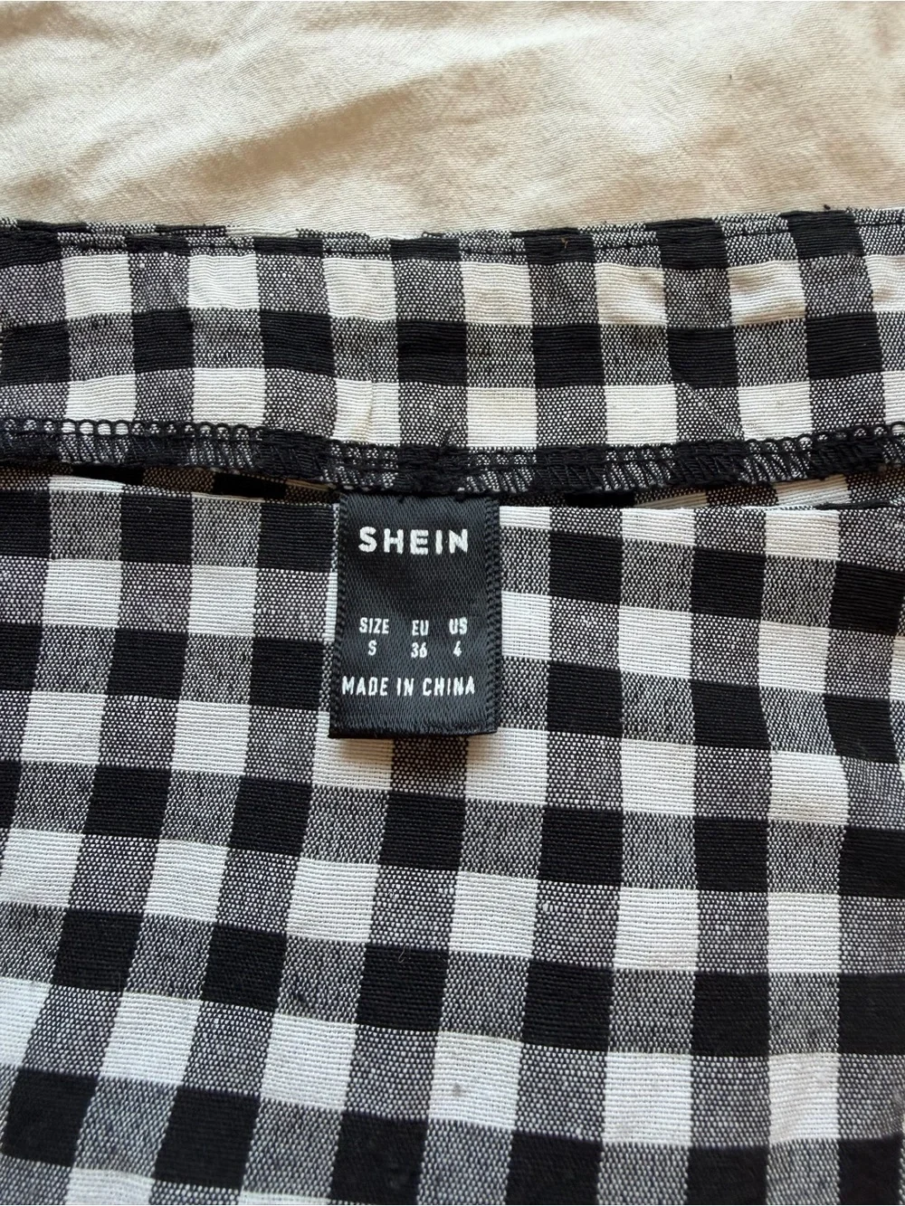 SHEIN Black & White Gingham Wrap Skort with Side Tie